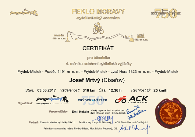 Certifik&aacute;t - Josef Mrtv&yacute;
