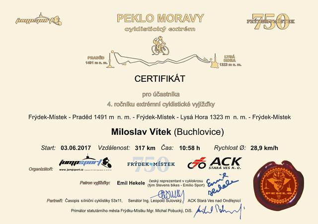 Certifik&aacute;t - Miloslav V&iacute;tek