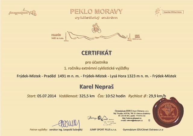 Certifik&aacute;t - Karel Nepra&scaron;